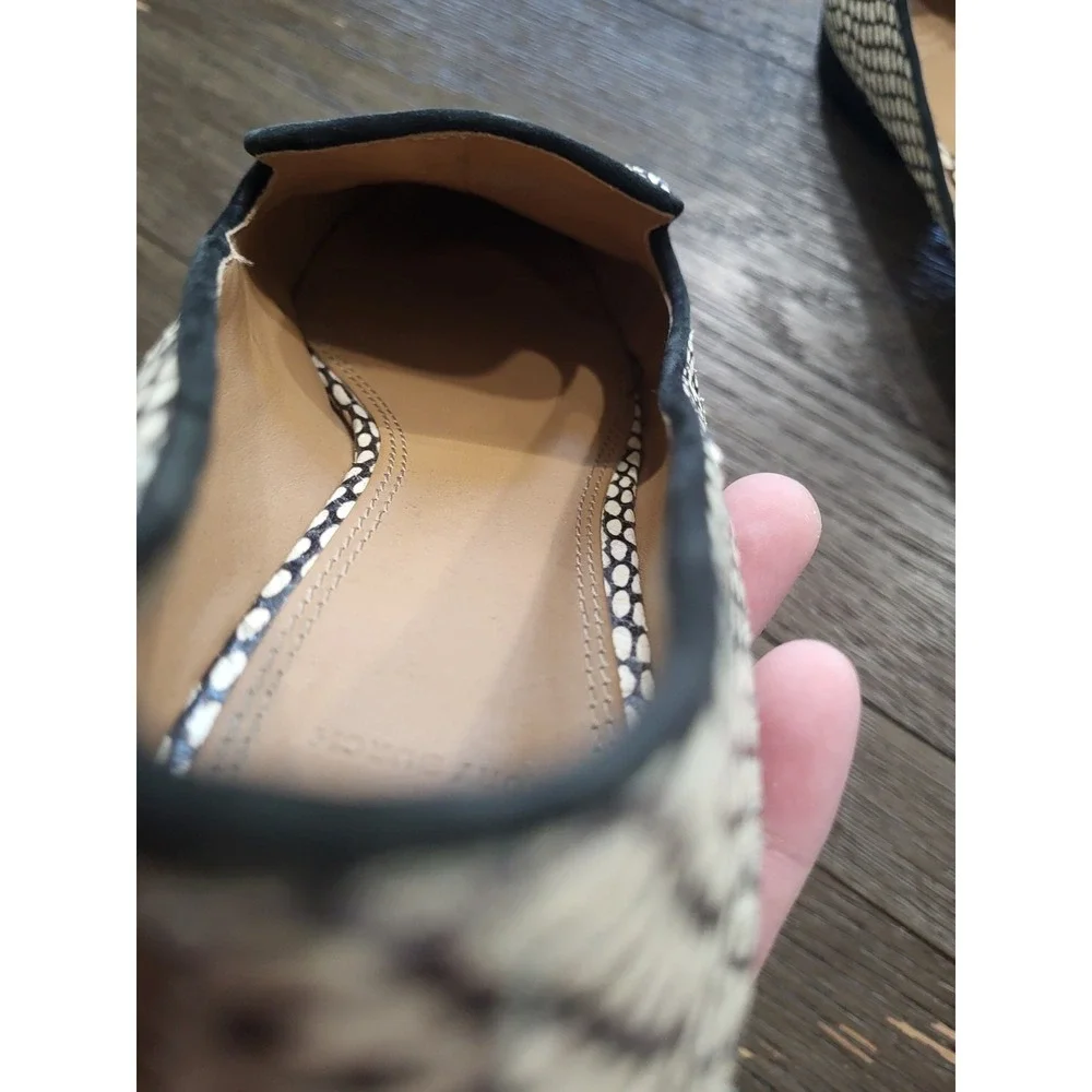 Tory Burch King Cobra Leather Block Heels Size 11 Black & Cream Great Shape‎